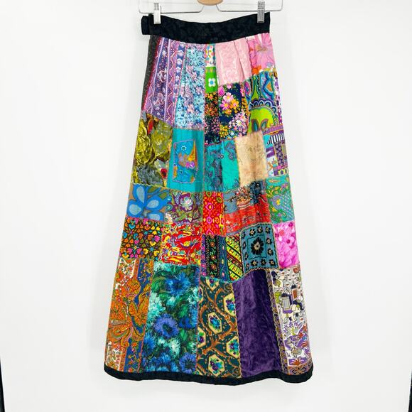 Womens VTG Vintage Artsy Boho Hippie Handmade Patchwork Floral Maxi Skirt - Picture 8 of 8